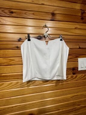 Anthropologie White Strapless Textured Tube Top